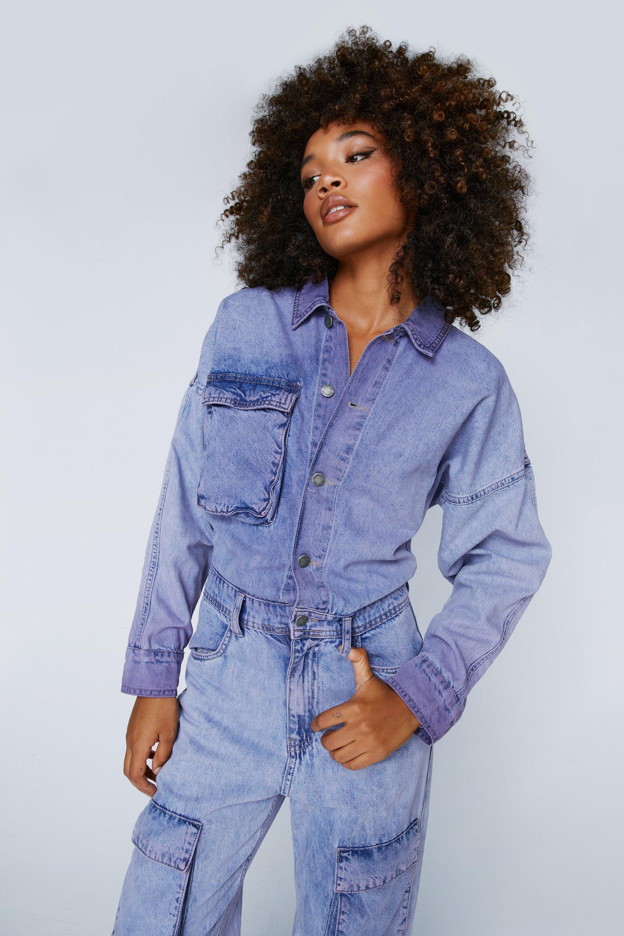 Pocket Detail Acid Wash Denim Jumpsuit | Nasty Gal